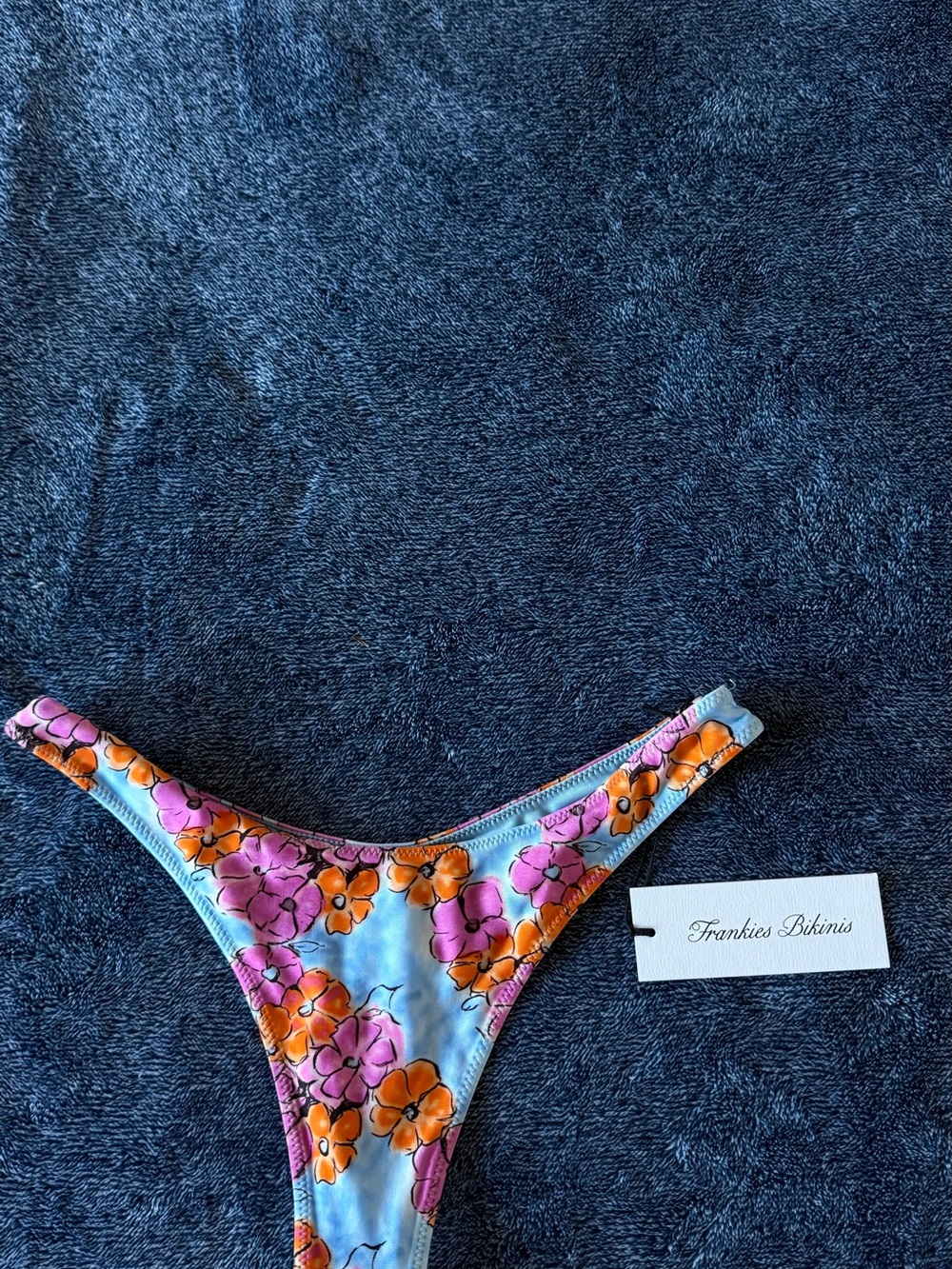 NWT Frankies Bikinis Full Moon Floral Micro Bikini Bottom in Color Me👙🩵🩷🧡🌸